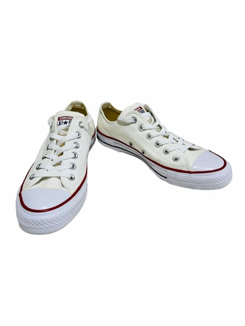 Converse Chuck Taylor All Star Low Top Sneakers White Red Woman's Size 8 - Picture 1 of 11
